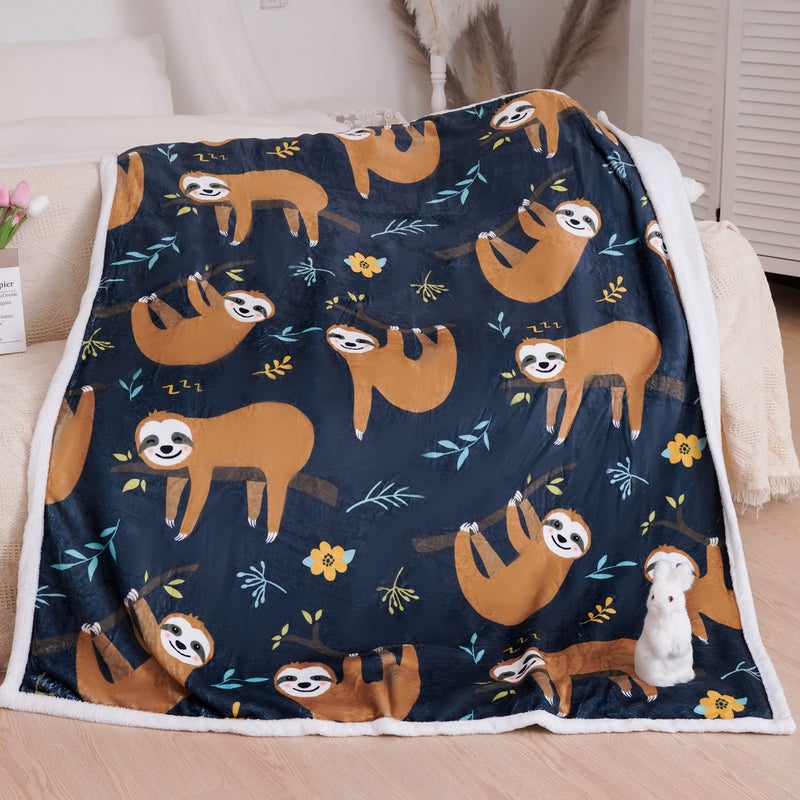 Blytheyes Sloth Blanket Throw Blanket Flannel Blanket Cute Kids Blanket Bed Blanket Super Soft Flannel Sofa Blanket Sloth Blanket for Office  Bedroom  Travel  All Seasons 50 * 60inch - Image 1
